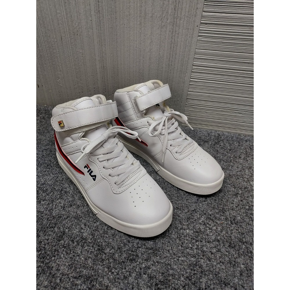 Fila Men Sneakers 6 White‎ Navy Strip Detail Lace Up Round Toe Comfort Outdoor